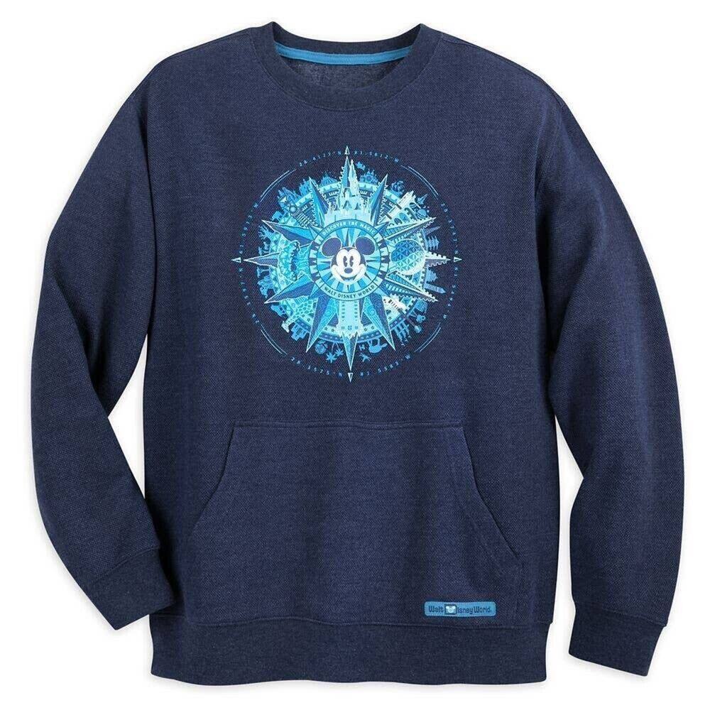 Disney Parks Mickey Mouse Compass Pullover Sweatshirt Size Small Unisex Blue